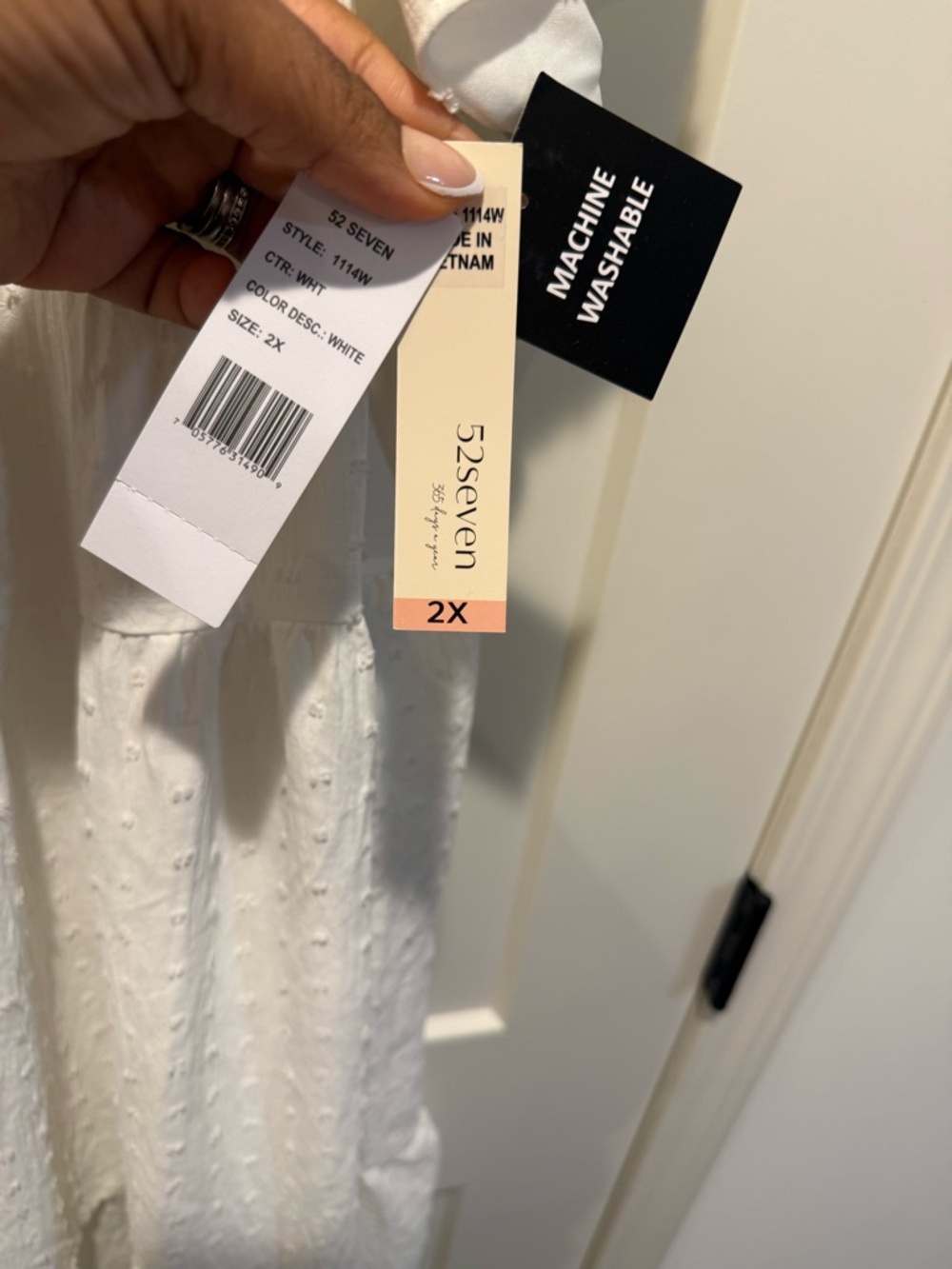 52seven White Swiss Dot Puff-Sleeve Tiered Dress - Picture 6 of 6